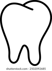 Dibujo de línea negra de un diente estilizado simple adecuado para conceptos de cuidado dental
