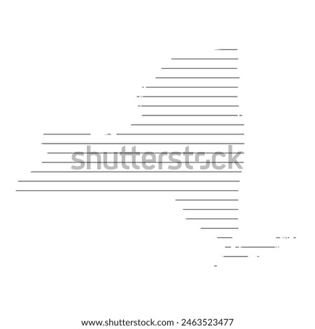 Black line drawing of the state of New York