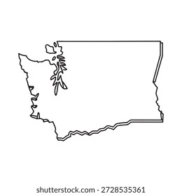 Um desenho em linha preta do estado de Washington