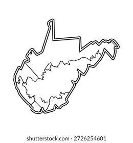 um desenho em linha preta do estado da virgínia ocidental