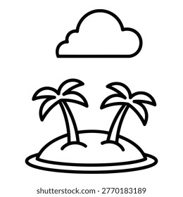 Black line drawing of two palm trees