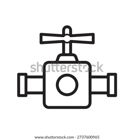 Black line drawing of a valve icon on white background