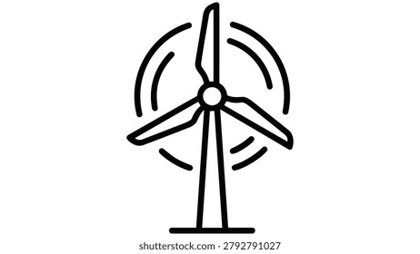 Black line drawing of wind turbine