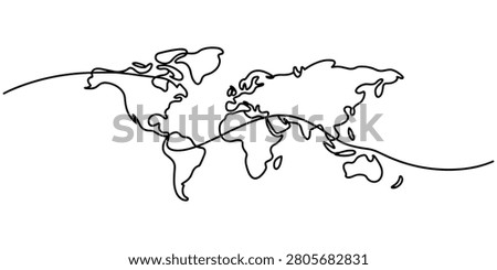 A black line drawing of a world map	