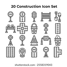 black line drawings depict construction site elements.