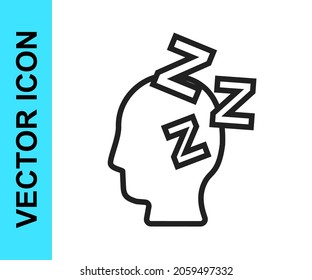 Black line Dreams icon isolated on white background. Sleep, rest, dream concept. Resting time and comfortable relaxation.  Vector