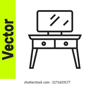 Black line Dressing table icon isolated on white background.  Vector
