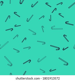 Black line Drinking plastic straw icon isolated seamless pattern on green background. Vector Illustration