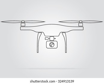 Black line drone for logo design