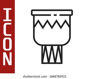 Black line Drum icon isolated on white background. Music sign. Musical instrument symbol.  Vector