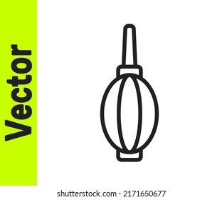 Black line Dust blower icon isolated on white background. Air duster. Lens cleaner. Camera sensor cleaning.  Vector