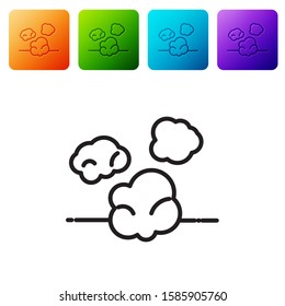 Black line Dust icon isolated on white background. Set icons in color square buttons. Vector Illustration