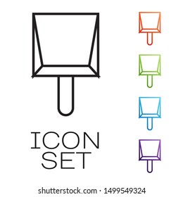 Black line Dustpan icon isolated on white background. Cleaning scoop services. Set icons colorful. Vector Illustration