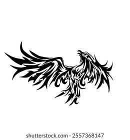 Black Line Eagle Bird Icon Vector