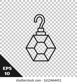Black line Earring icon isolated on transparent background. Jewelry accessories.  Vector Illustration