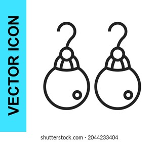 Black line Earrings icon isolated on white background. Jewelry accessories.  Vector