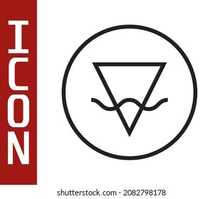 Black line Earth element of the symbol alchemy icon isolated on white background. Basic mystic elements.  Vector
