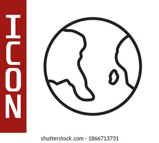 Black line Earth globe icon isolated on white background. World or Earth sign. Global internet symbol. Geometric shapes.  Vector