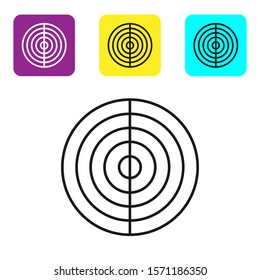 Black line Earth structure icon isolated on white background. Geophysics concept with earth core and section layers earth. Set icons colorful square buttons. Vector Illustration