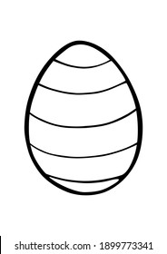 Black line a Easter Egg. Hand drawn cartoon style. Doodle for coloring, decoration or any design. Vector illustration of kid.