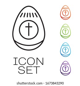 Black line Easter egg icon isolated on white background. Happy Easter. Set icons colorful. Vector Illustration