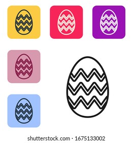 Black line Easter egg icon isolated on white background. Happy Easter. Set icons in color square buttons. Vector Illustration