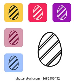 Black line Easter egg icon isolated on white background. Happy Easter. Set icons in color square buttons. Vector Illustration