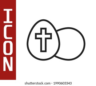 Icono de huevo de Pascua en línea negra aislado en fondo blanco. Feliz Pascua.  Vector