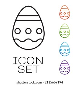 Black line Easter egg icon isolated on white background. Happy Easter. Set icons colorful. Vector Illustration