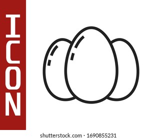 Black line Easter eggs icon isolated on white background. Happy Easter.  Vector Illustration