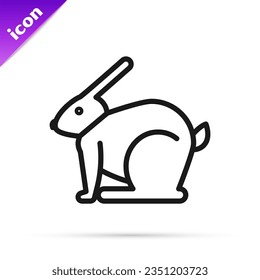 Icono de conejo de Pascua en línea negra aislado en fondo blanco. Conejo de Pascua.  Ilustración vectorial