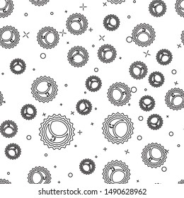 Black line Eclipse of the sun icon isolated seamless pattern on white background. Total sonar eclipse.  Vector Illustration