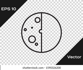 Black line Eclipse of the sun icon isolated on transparent background. Total sonar eclipse.  Vector Illustration