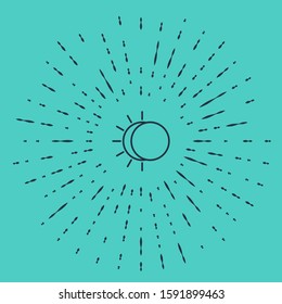 Black line Eclipse of the sun icon isolated on green background. Total sonar eclipse. Abstract circle random dots. Vector Illustration