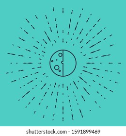 Black line Eclipse of the sun icon isolated on green background. Total sonar eclipse. Abstract circle random dots. Vector Illustration