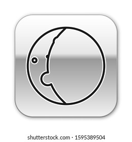 Black line Eclipse of the sun icon isolated on white background. Total sonar eclipse. Silver square button. Vector Illustration