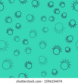 Black line Eclipse of the sun icon isolated seamless pattern on green background. Total sonar eclipse.  Vector Illustration