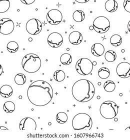 Black line Eclipse of the sun icon isolated seamless pattern on white background. Total sonar eclipse.  Vector Illustration