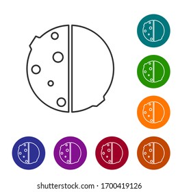 Black line Eclipse of the sun icon isolated on white background. Total sonar eclipse. Set icons in color circle buttons. Vector Illustration
