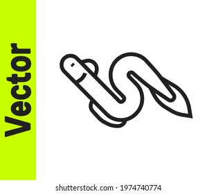 Black line Eel fish icon isolated on white background.  Vector