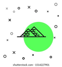 Black line Egypt pyramids icon isolated on white background. Symbol of ancient Egypt.  Vector Illustration