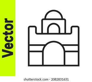 Black line Egyptian house icon isolated on white background.  Vector