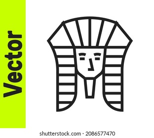 Black line Egyptian pharaoh icon isolated on white background.  Vector