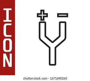 Icono de cable eléctrico de línea negra aislado en fondo blanco.  Ilustración vectorial