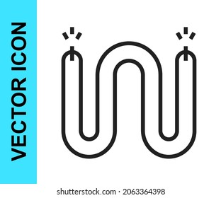 Black line Electric cable icon isolated on white background. Electrical wire.  Vector