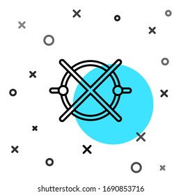 Icono de esquema de circuito eléctrico de línea negra aislado en fondo blanco. Tarjeta de circuitos. Formas dinámicas aleatorias. Ilustración vectorial