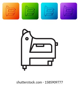 Black line Electric construction stapler icon isolated on white background. Working tool. Set icons in color square buttons. Vector Illustration