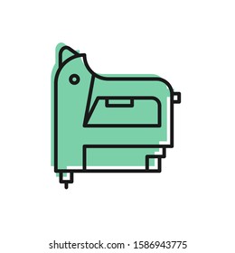 Black line Electric construction stapler icon isolated on white background. Working tool.  Vector Illustration