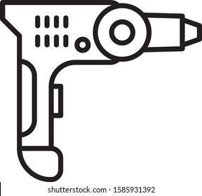 Black line Electric drill machine icon isolated on white background. Repair tool.  Vector Illustration