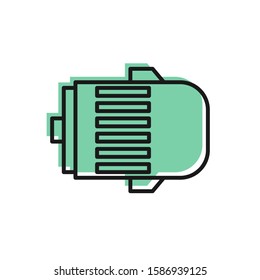 Black line Electric engine icon isolated on white background. Car alternator.  Vector Illustration